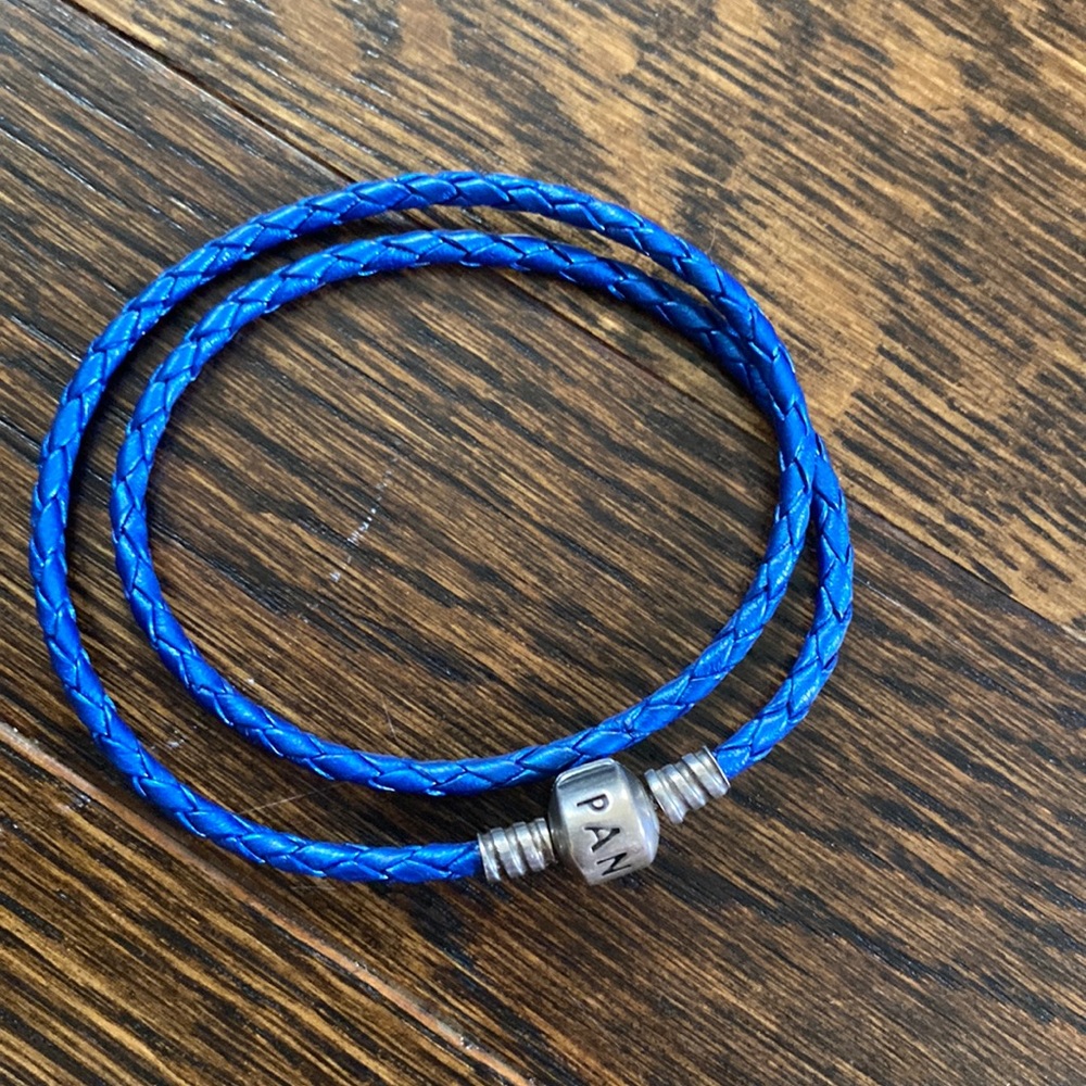Pandora Retired Blue Leather Double Bracelet